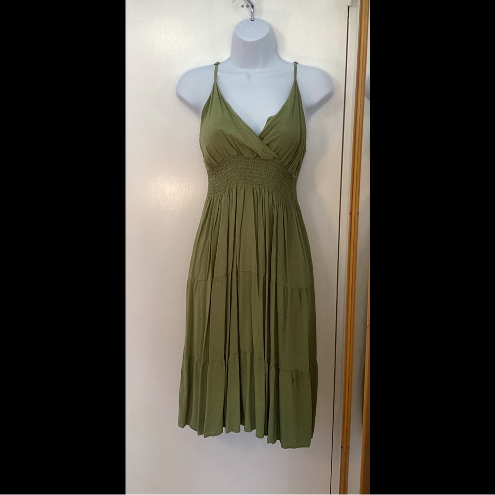 Casual Green Sleeveless Dress
